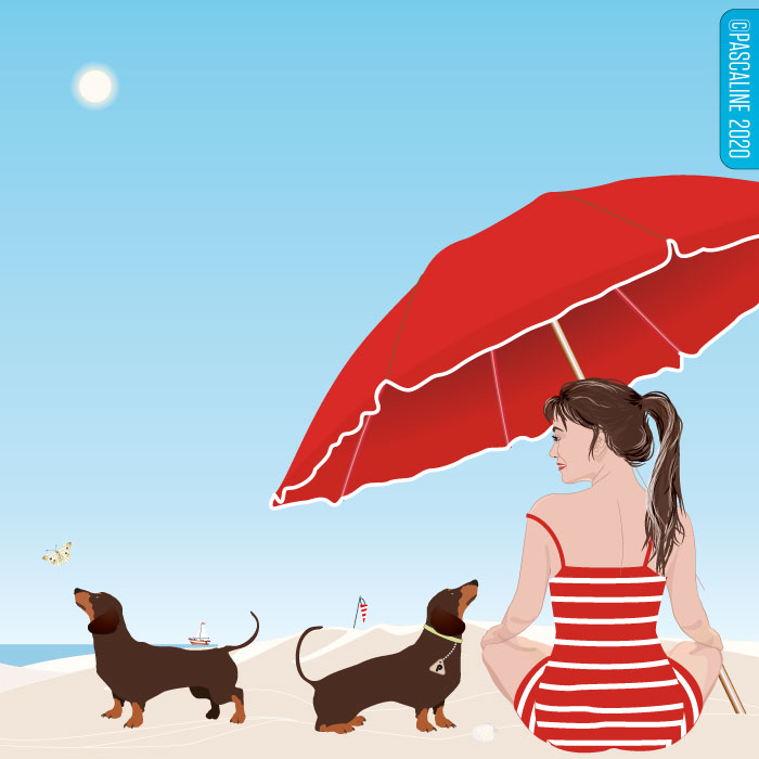 Lekker naar het strand, parasol